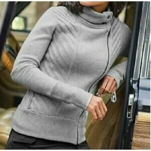 Athleta Mission Moto Full Zip Wool Blend Gray Women's Large